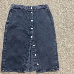 Vintage Topshop Black Jean Skirt Mid Length